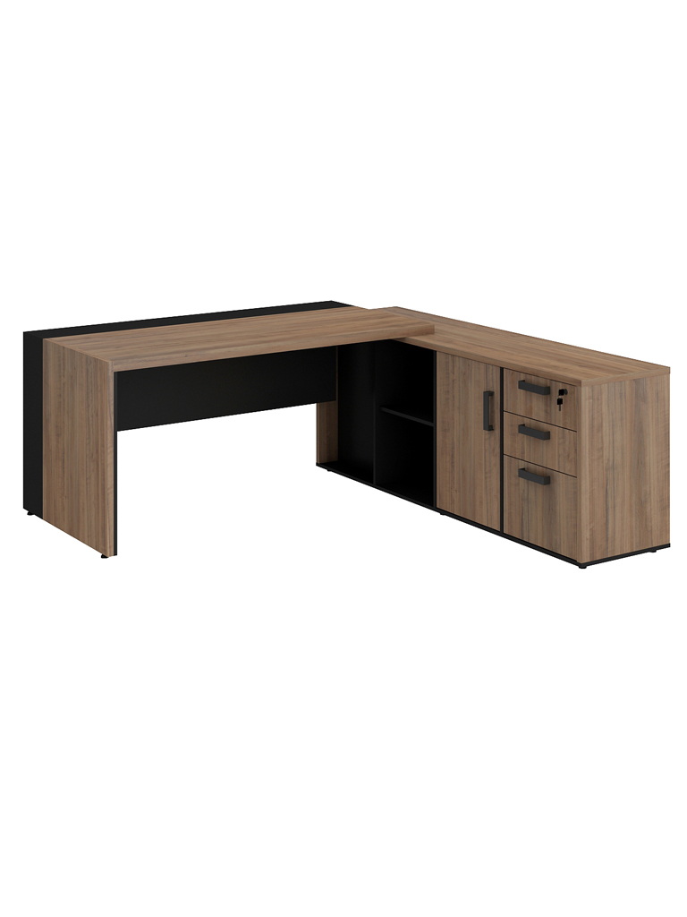 Mesa Diretor em L com Armário Pedestal 182,5/180 cm